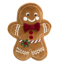 Load image into Gallery viewer, Velvet Embellished Gingerbread PIllow
