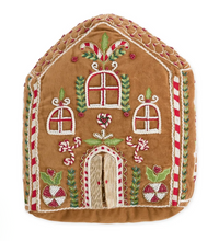 Load image into Gallery viewer, Velvet Embellished Gingerbread PIllow
