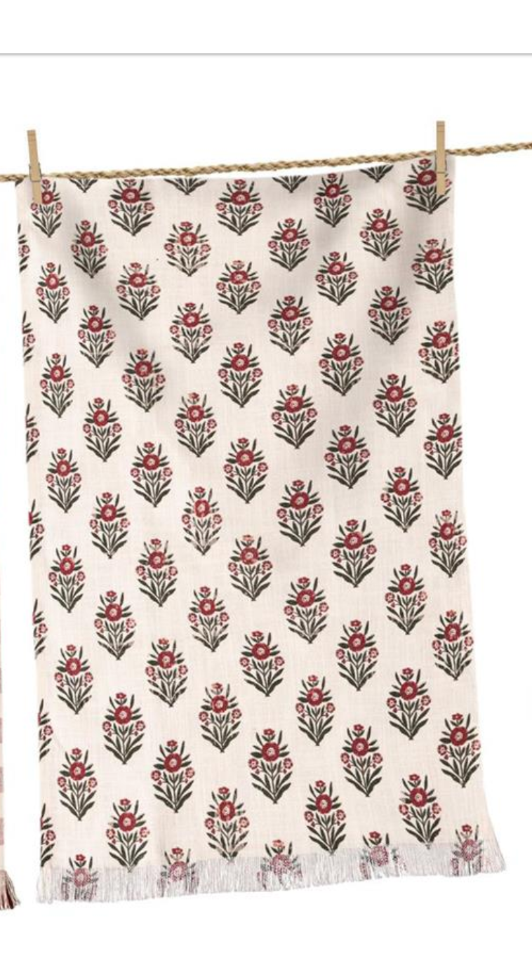 Tea Towels - Red Block Print Silhouette