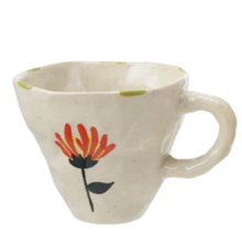 Load image into Gallery viewer, 10 oz. Hand-Painted Stoneware Mug with Flower Image
