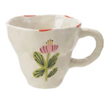 Load image into Gallery viewer, 10 oz. Hand-Painted Stoneware Mug with Flower Image
