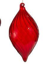 Load image into Gallery viewer, 6&quot; Red Swirl Blown Glass Ornament
