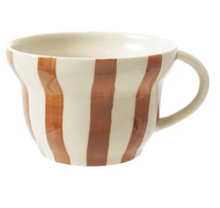 Load image into Gallery viewer, 8 oz. Hand-Painted Stoneware Striped Mug
