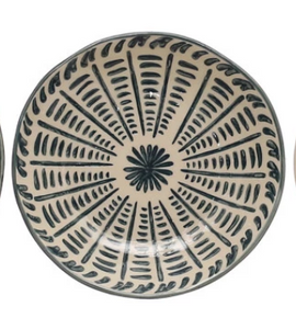 Hand-Painted Stoneware Plate w/ Floral Design