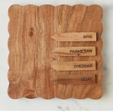 Load image into Gallery viewer, Square Scalloped Cheese Board with Cheese Markers
