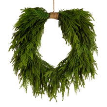 Load image into Gallery viewer, 32" Norfolk Pine Horseshoe Wreath
