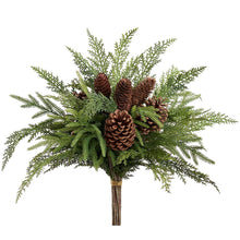 Load image into Gallery viewer, 22" Pine Cone/Mixed Pine Bundle - Green Brown
