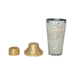 Stainless Steel & Mother of Pearl Cocktail Shaker