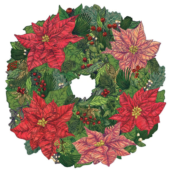 Poinsettia Wreath Placemats