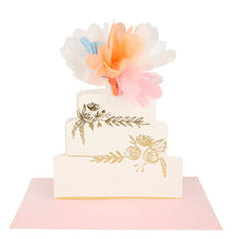 Load image into Gallery viewer, Floral Cake Stand-Up Wedding Card
