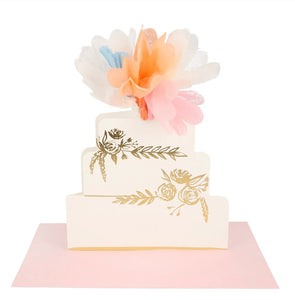 Floral Cake Stand-Up Wedding Card