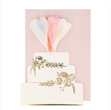 Load image into Gallery viewer, Floral Cake Stand-Up Wedding Card
