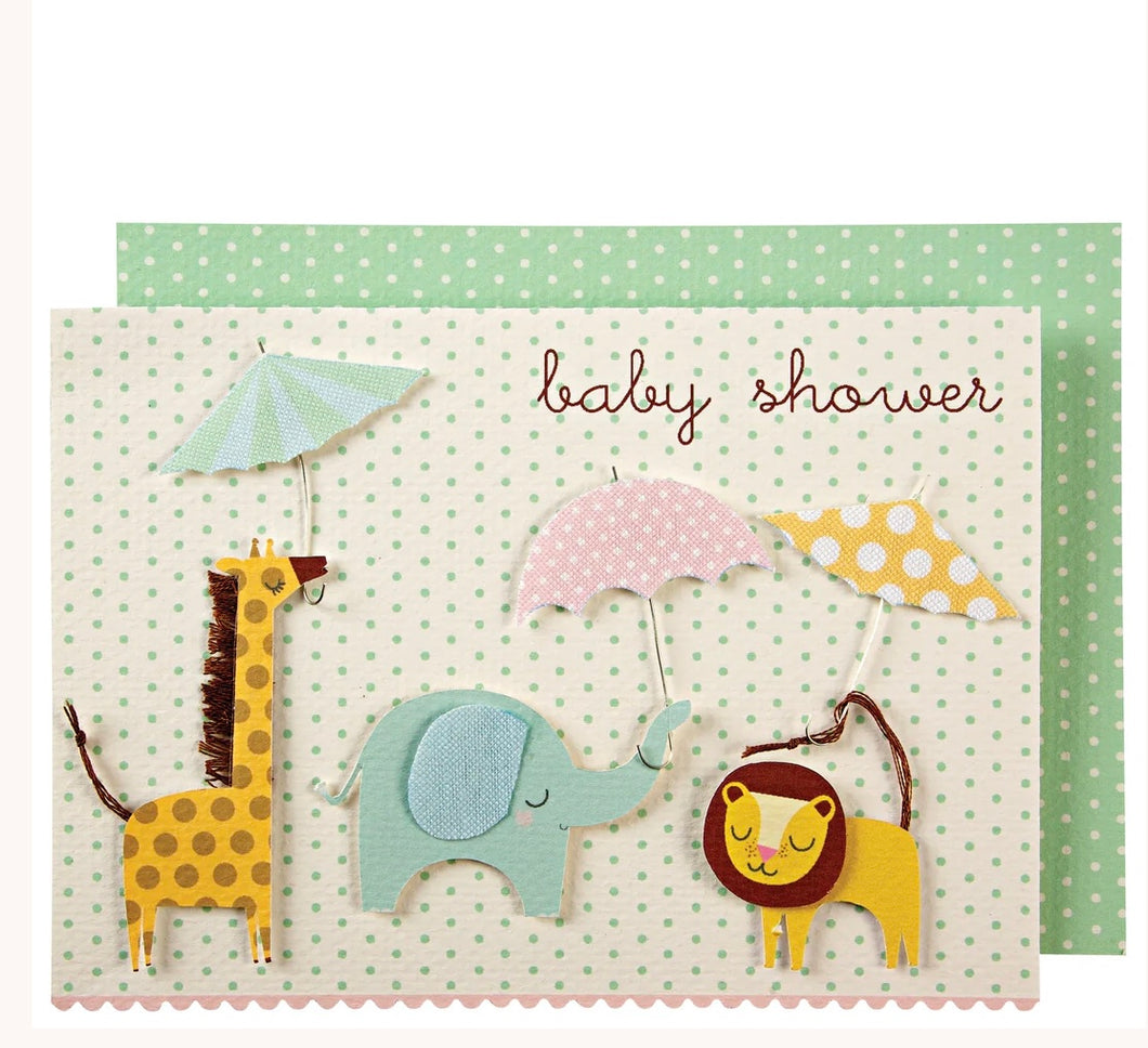 Animals & Umbrellas Baby Card