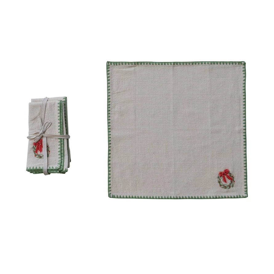 Embroidered Wreath Napkin Set
