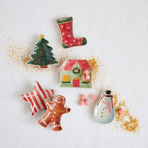 Holiday Hand-Painted Stoneware Dish
