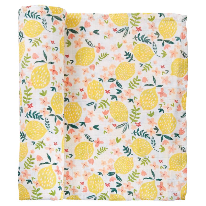 Lemon Floral Swaddle Blanket