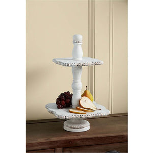 White Beaded Tiered Server