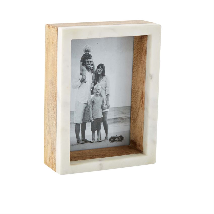 Marble & Mango Wood Shadow Box Photo Frame, White & Natural (Holds 4 –  Jones & Daughters