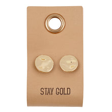 Load image into Gallery viewer, Gold Stud Leather Tag Earrings
