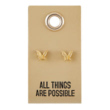 Load image into Gallery viewer, Gold Stud Leather Tag Earrings
