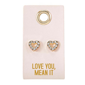 Gold Stud Leather Tag Earrings