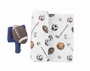 Football Swaddle and Rattle