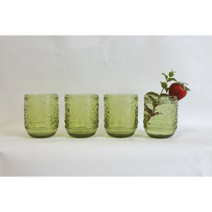 Embossed Green Glass
