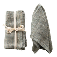 Load image into Gallery viewer, Blue Square Woven Striped Linen Napkin,

