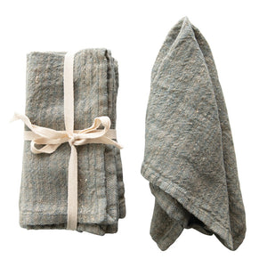 Blue Square Woven Striped Linen Napkin,