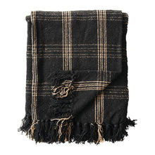 Load image into Gallery viewer, Black &amp; Tan Plaid Cotton Blend Throw
