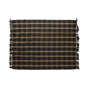 Black & Tan Plaid Cotton Blend Throw
