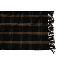 Load image into Gallery viewer, Black &amp; Tan Plaid Cotton Blend Throw
