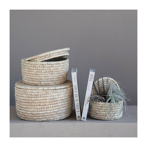 Lidded Grass Leaf Basket