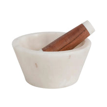 Load image into Gallery viewer, Marble &amp; Acacia Wood Mortar and Pestle
