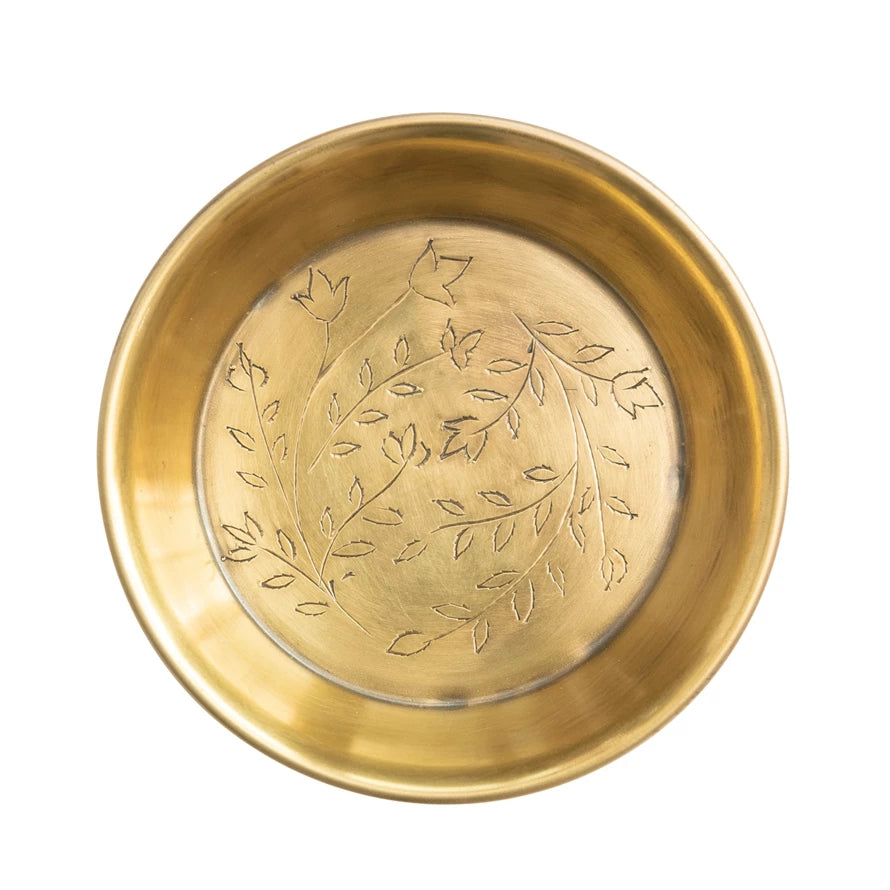 Etched Floral Gold Bowl