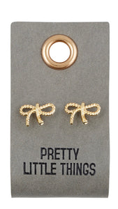Gold Stud Leather Tag Earrings