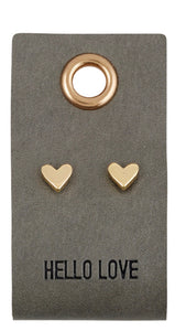 Gold Stud Leather Tag Earrings