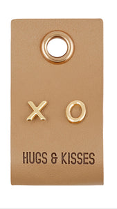 Gold Stud Leather Tag Earrings