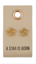 Load image into Gallery viewer, Gold Stud Leather Tag Earrings
