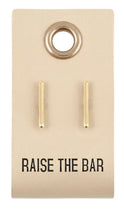 Load image into Gallery viewer, Gold Stud Leather Tag Earrings
